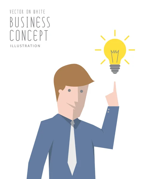Businessman and light bulb with idea concept flat vector. — Stock Vector