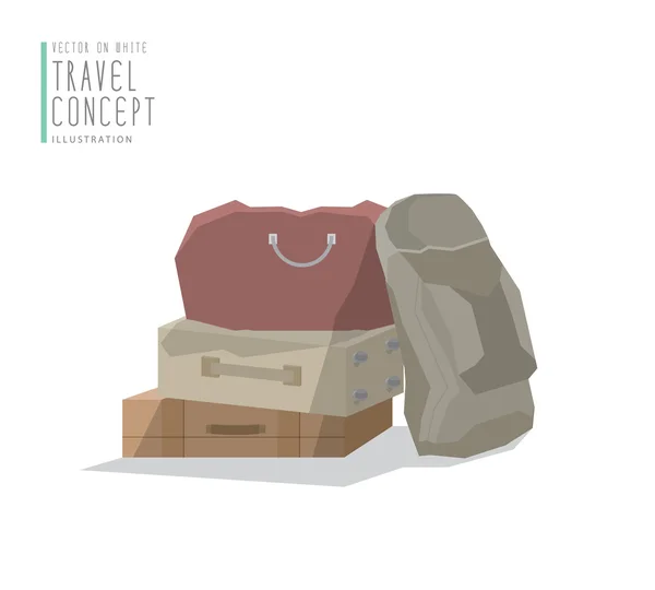 Empilement de bagages empilés vecteur plat . — Image vectorielle