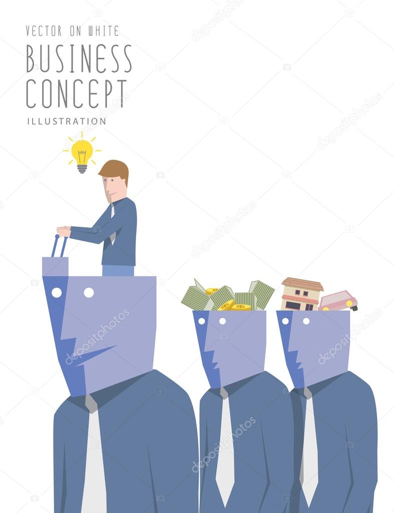 Leader with ideas control his the man with a passion flat vector