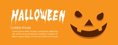 Turuncu surat kabak Cadılar Bayramı düz vektör üzerinde afiş.