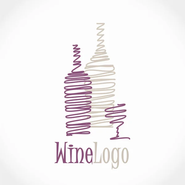 Modern Vector Wine Logo Design Two Bottles Red White Glass — Stock Vector