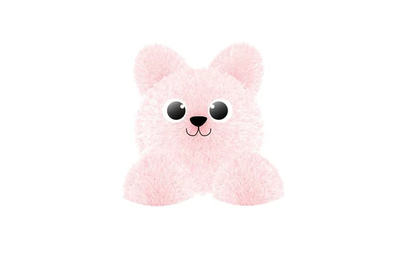 Pink Cat Lovely Fluffy — Stock Vector