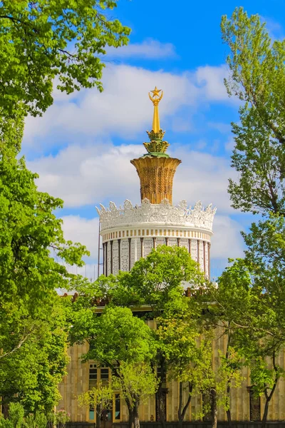 Moskwa Rosja 2016 Pawilon Rolnictwo Dawna Wieża Ukrainy Formie Korony — Zdjęcie stockowe