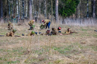 İkinci Dünya Savaşı 'nın yeniden inşası. Rus partizan birliği saldırıya devam ediyor. Büyük Vatanseverlik Savaşı. Odessa 'nın kurtuluşu. Zelenograd Rusya 18 Nisan 2021