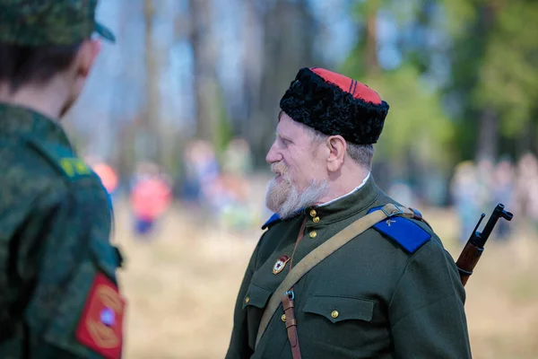 Ricostruzione Della Seconda Guerra Mondiale Comandante Partigiano Russo Grande Guerra — Foto Stock