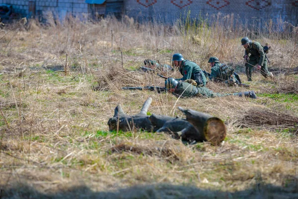 第二次世界大战的重建 德国士兵处于防御状态 伟大的卫国战争敖德萨的解放2021年4月18日 — 图库照片