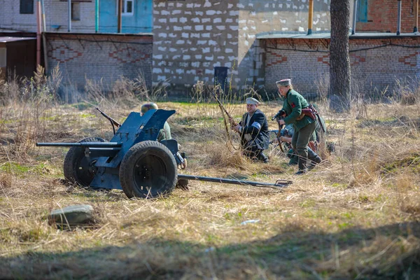 第二次世界大战的重建 德国士兵处于防御状态 伟大的卫国战争敖德萨的解放2021年4月18日 — 图库照片