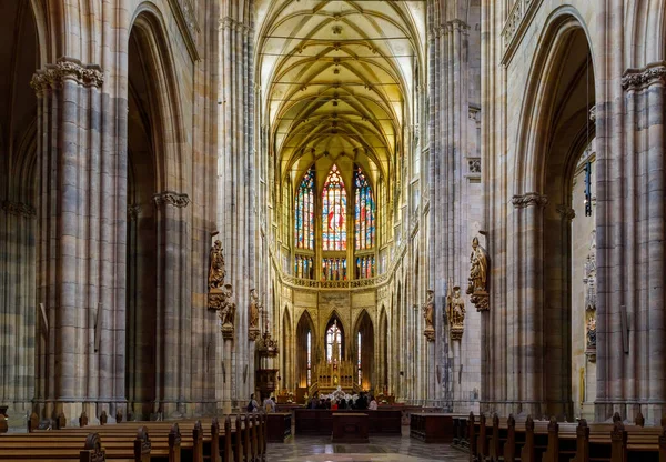 Interior Catedral Católica Praga Concepto Adoración — Foto de Stock