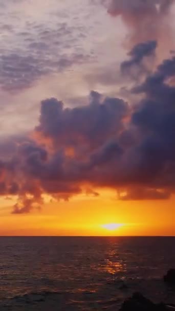 Time Intervals Gentle Sunset Sea Sailboat Passing Small Waves Hit — Stock Video