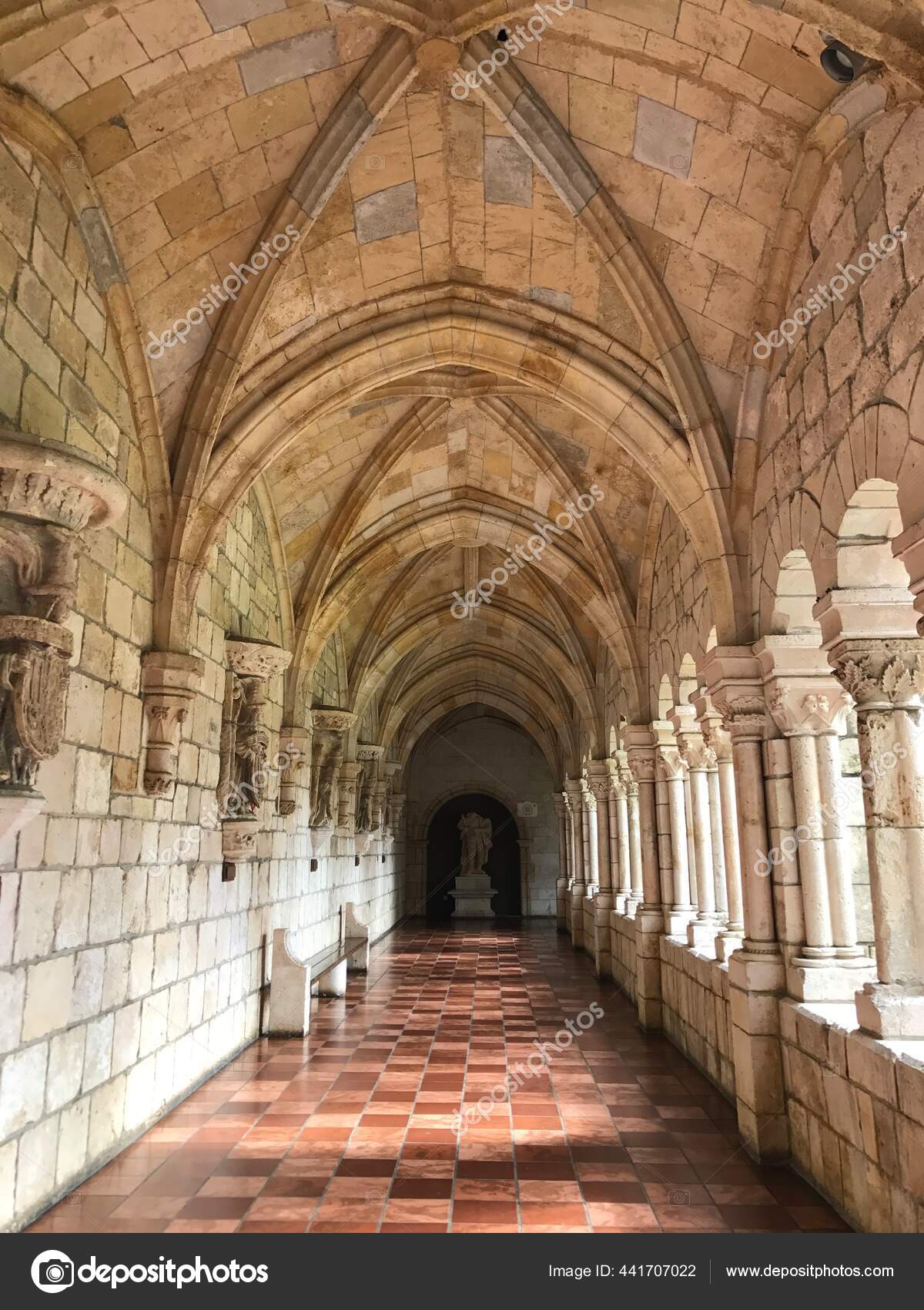 Vaulted ceiling corridor in Ancient Spanish monastery in North Miami —  Stock Photo © arlanda14@yandex.ru #441707022, image size:1200x1700