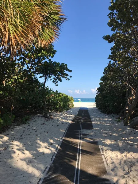 MIAMI Beach, FL, ABD - 21 Aralık 2017: Haulover Park 'taki okyanusa giden yol