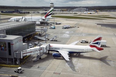 Londra Gatwick Havaalanı'nde önlük püskürtücülere yolcu