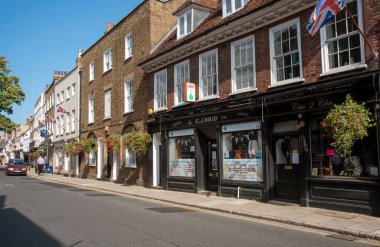 Eton, Buckinghamshire, İngiltere, İngiltere. Bu tarihi kasabada Eton High Street binaları.
