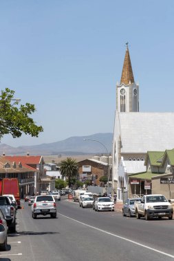 Caledon, Overberg bölgesi, Batı Burnu, Güney Afrika. 2019. Caledon 'daki Hristiyan Kilisesi Overberg bölgesinin buğday tarlalarındaki merkez..