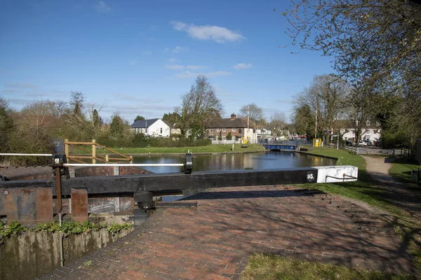 Kennet Avon Canal Aldermaston Wharf Berkshire England 2021 Lock Number — Stock Photo, Image