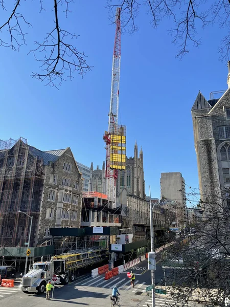 Morningside Heights Manhattan New York March 2021 Truck Building Components — Stock Photo, Image