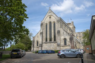 Romsey, Hampshire, İngiltere, İngiltere. 2021 yılı. Romsey Abbey Hampshire, İngiltere 'deki en büyük kilise.