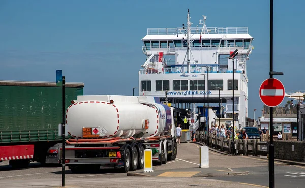 Yarmouth Isla Wight Inglaterra Reino Unido 2021 Camión Comercial Camión — Foto de Stock