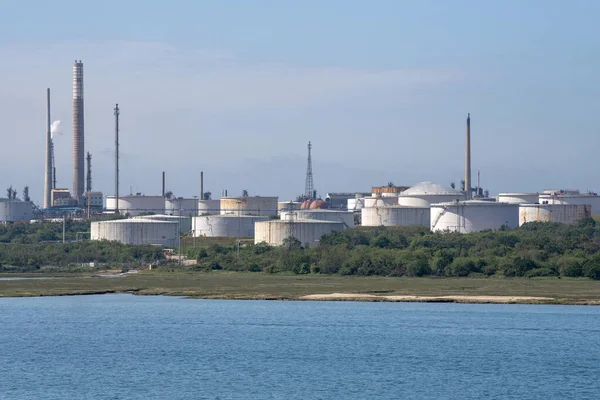 Фолі Гемпшир Англія Велика Британія 2021 Fawley Refinery Viewed Southampton — стокове фото