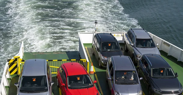 England 2021 Overview Cars Being Transported Deck Ferry — Zdjęcie stockowe