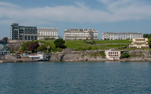 Plymouth Devon England 2021 View Plymouth Waterfront Properties Seen Plymouth — Stock Photo, Image