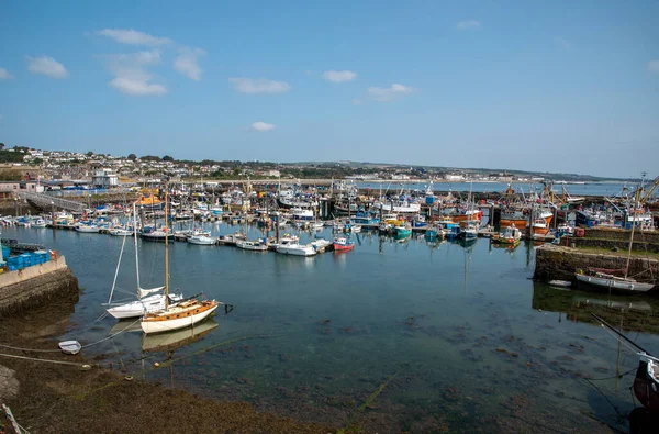 Newlyn Cornwall Inglaterra Reino Unido 2021 Panorâmica Maior Porto Pesca — Fotografia de Stock