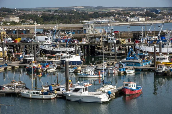 Newlyn Cornwall Inglaterra 2021 Vista General Del Puerto Pesquero Más —  Fotos de Stock