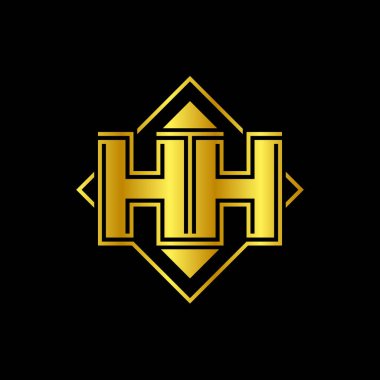 Harf HH Golden ayna, lüks logo, şirket veya marka için modern tasarım logo vektörü.
