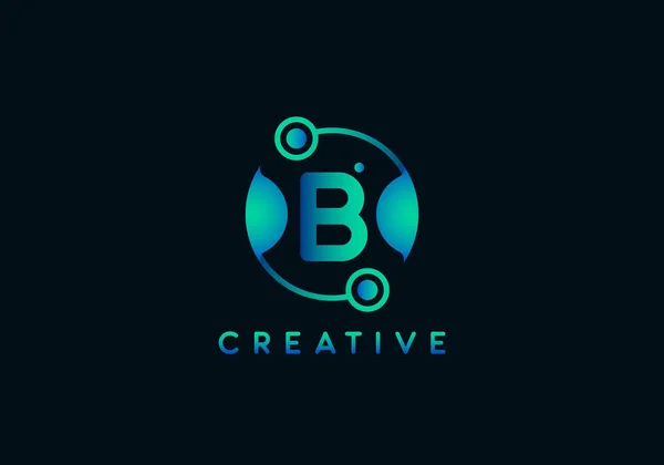 Initialt Bokstav Technology Logo Unik Stil Med Gradient Farge – stockvektor