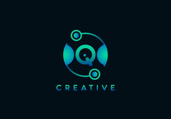 Initial Letter Technology Logo Unique Style Gradient Color — Stock Vector