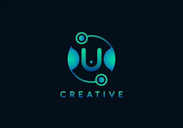 Initial Letter Technology Logo Unique Style Gradient Color — Stock Vector