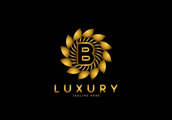 Buchstabe Goldene Blume Luxus Logo Vorlage Kreis Ornament — Stockvektor