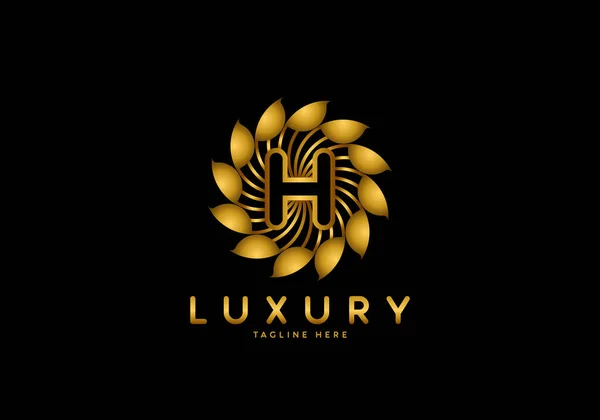Brev Golden Flower Lyx Logotyp Mall Cirkel Prydnad — Stock vektor