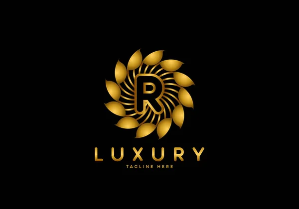 Γράμμα Golden Flower Luxury Λογότυπο Πρότυπο Κύκλο Στολίδι — Διανυσματικό Αρχείο