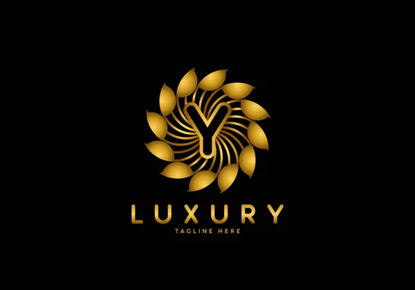 Γράμμα Golden Flower Luxury Logo Template Κύκλος Στολίδι — Διανυσματικό Αρχείο