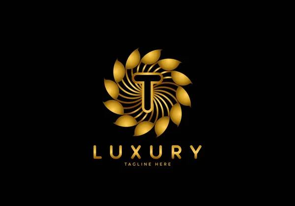 Γράμμα Golden Flower Luxury Λογότυπο Πρότυπο Κύκλο Στολίδι — Διανυσματικό Αρχείο