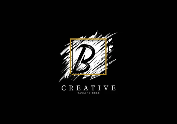 B Harfi Grange Logo Tasarımı, Kare ızgaralı Doku Fırçası.