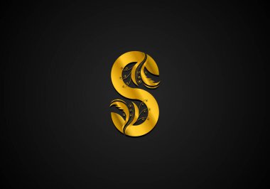 S Harfi Altın Çiçek Logosu Şablonu