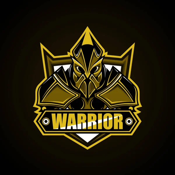 Logo Mascota Warrior Esport Emblema Juego — Vector de stock