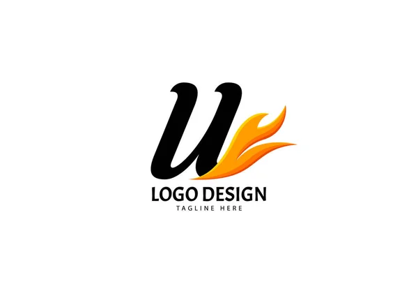 Letter Fire Logo Brand Company Concept Minimalist — 스톡 벡터