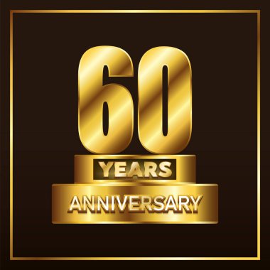 60. yıl dönümü logoti kupası. Kitapçık, broşür, dergi, broşür, poster, internet, davetiye ya da tebrik kartı için altıncı yıldönümü amblemi tasarımı. Vektör illüstrasyonu