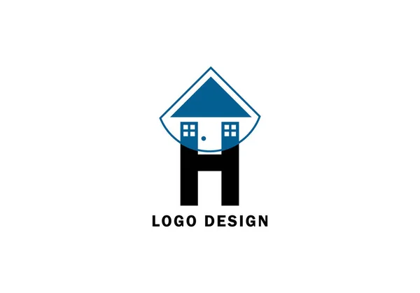 Levél Home Minimalista Logo Design Template Company — Stock Vector