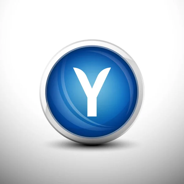 Web Simgeleri, Eğitim Simgeleri ve Alfabe Simgeleri için 3D Parlak Mavi Anahtarlar 'da Y harfi. Vektör İllüstrasyonu