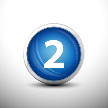 Web Simgeleri, Eğitim Simgeleri ve Sayı Simgeleri için 3D Parlak Mavi Anahtarlar 'da 2 numara. Vektör İllüstrasyonu