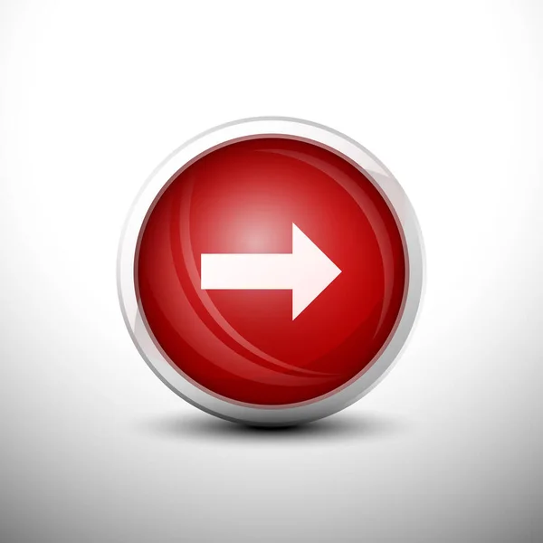 Web Simgeleri, Eğitim Simgeleri ve Noktalama Simgeleri için 3D Parlak Kırmızı Tuşlar şeklinde sağa ok atın. Vektör İllüstrasyonu