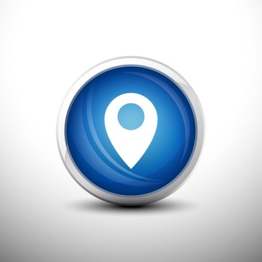 Web Simgeleri, Eğitim Simgeleri ve Noktalama Simgeleri için 3D Parlak Mavi Anahtarlarda Pin Navigasyonu. Vektör İllüstrasyonu