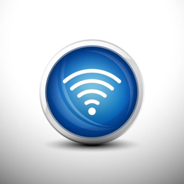 Web Simgeleri, Eğitim Simgeleri ve Noktalama Simgeleri için Wifi Ağı 3D Parlak Mavi Anahtarlar. Vektör İllüstrasyonu