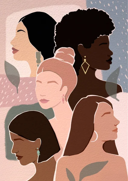 Womens Different Faces Different Ethnic Groups Movement Empower Women International — Fotografia de Stock