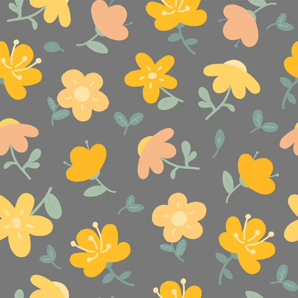  Sevimli sarı çiçeklerin kusursuz arkaplanı. İllüstrasyon, bebek stili, elbise, kumaş, arka plan, ambalaj kağıdı, çocuk odasında duvar kağıdı.