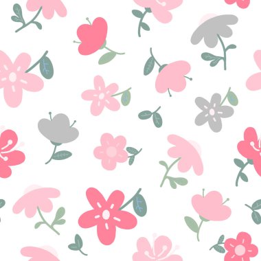 Pembe çiçeklerin kusursuz deseni. Kumaşlar, duvar kağıtları, ambalaj kağıtları için